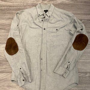 J Crew Flannel Button Down with Suede Elbow Patches